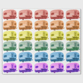 Retro Rainbow Trailers Motorhome RV op wit Cadeaupapier (Vlak)