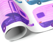 Retro Rainbow Trailers Motorhome RV op wit Cadeaupapier (Rol Hoek)