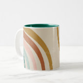Retro Rainbow Tweekleurige Koffiemok (Voorkant links)