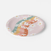 Retro Rainbow Two Groovy Daisy Papieren Bordje (Gekanteld)