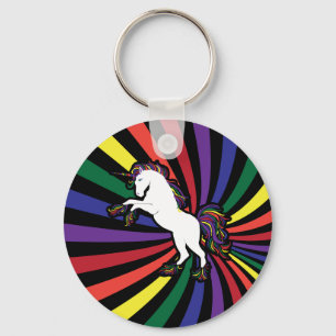Retro Rainbow Unicorn Sleutelhanger