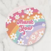 Retro Rainbow Verjaardag Dank u Bedankjes Labels (Voorkant)