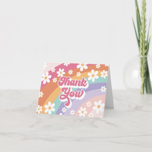 Retro Rainbow Verjaardag Dank u Bedankkaart (Voorkant)