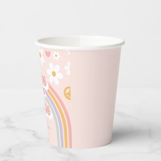 Retro Rainbow Vijf is een Vibe 5de verjaardag Papieren Bekers (Links)