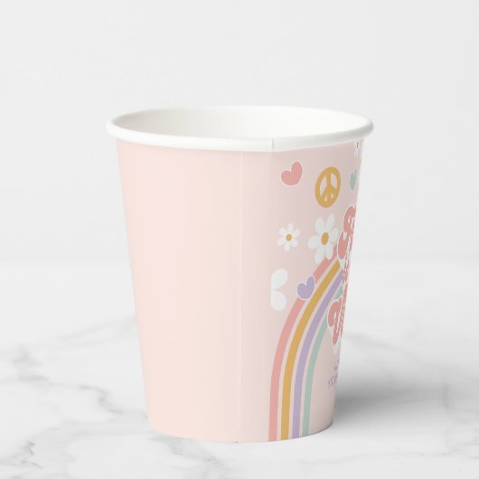 Retro Rainbow Vijf is een Vibe 5de verjaardag Papieren Bekers (Rechts)