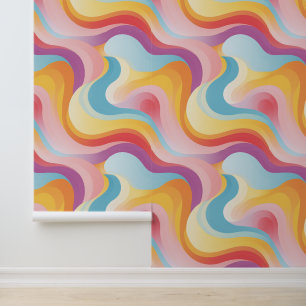 Retro Rainbow Wave Behang