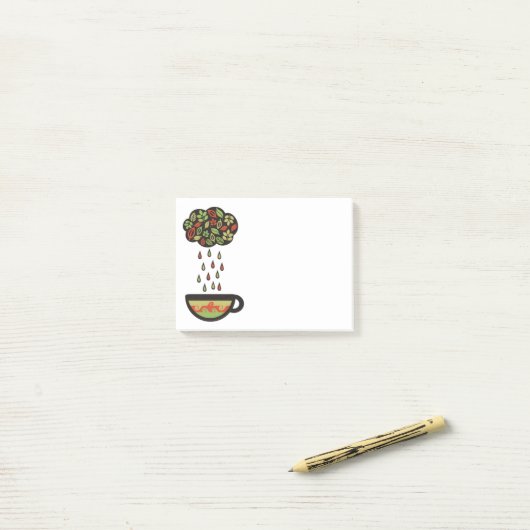 Retro-raining theebladeren wolkenkrabber post-it® notes (Op bureau)