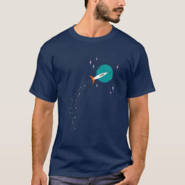Retro raket naar de maan t-shirt