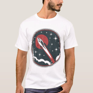 Retro Raket Ruimtereis Vintage Wit T-shirt