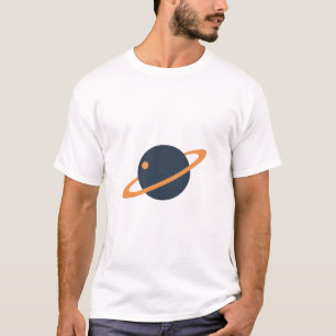 Retro Raket Schip in een baan om donkere planeet - T-shirt