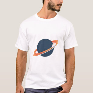 Retro Raket Schip in een baan om een donkere plane T-shirt