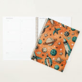 Retro raketruimtepatroon Terracotta Teal Planner (Display)