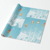 Retro-raketschip lanceert futuristische ruimtekuns cadeaupapier (Uitgerold)