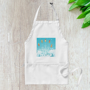 Retro-raketschip lanceert futuristische ruimtekuns standaard schort