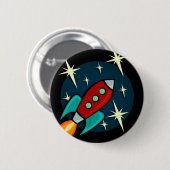 RETRO-RAKETSCHIP RONDE BUTTON (Voorkant /achterkant)