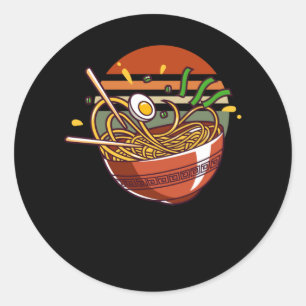 Retro Ramen Bowl met Chopsticks Japanse naalden Ronde Sticker