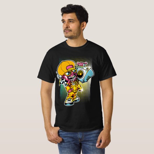 Retro Rap Ghoul – 90s Hip-Hop Halloween Vibes T-shirt (Voorkant volledig)