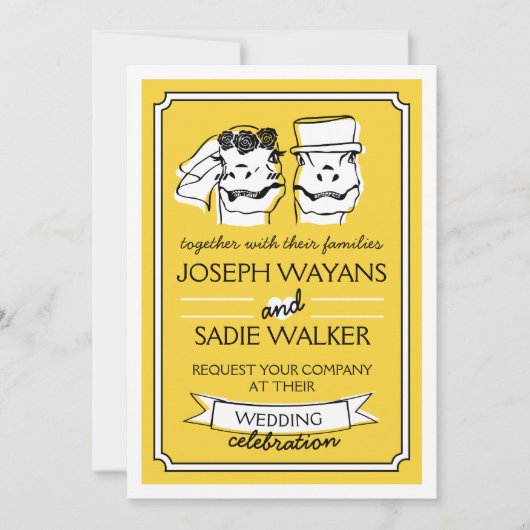 Retro Raptor bruiloft uitnodiging (Voorkant)