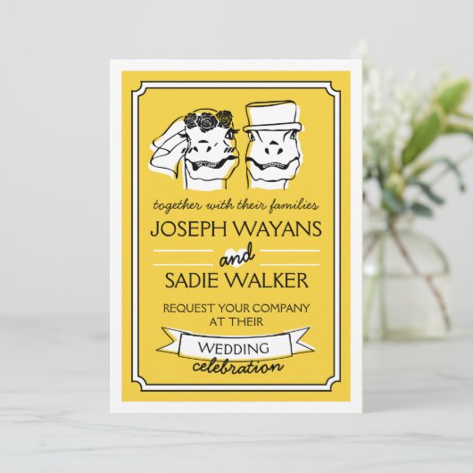 Retro Raptor bruiloft uitnodiging (Staand voorkant)