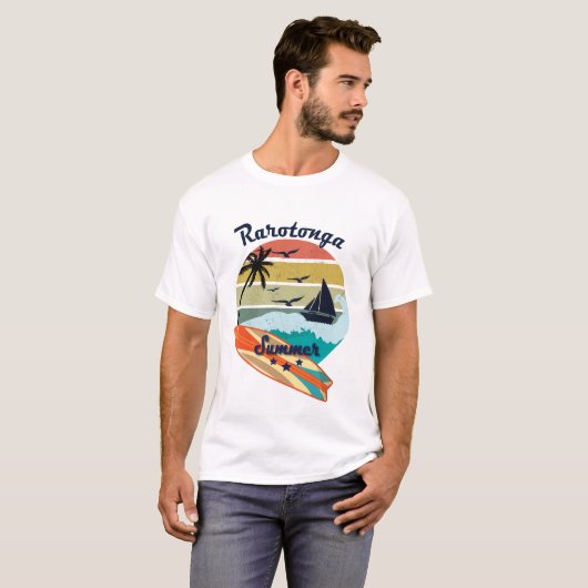 Retro  Rarotonga cadeau zomervakantie T-shirt (Voorkant volledig)