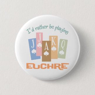 Retro Rather Play Euchre Ronde Button 5,7 Cm