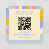 Retro  Rays QR Code Abstract Trendy Vierkante Visitekaartje (Achterkant)