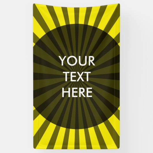 Retro Rays zwart transparant + uw idee Spandoek (Verticaal)