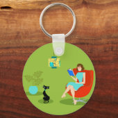 Retro Reading Button Sleutelhanger (Voorkant)