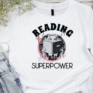 Retro  Reading is mijn Superpower-boekenwurm T-shirt
