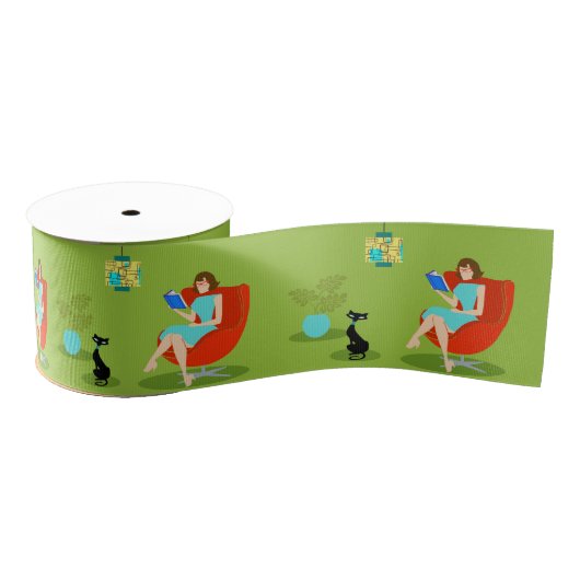 Retro Reading Woman Grosgrain Ribbon Grosgrain Lint (Spoel)