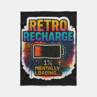 “retro Recharge – Mentally Loading…”  Fleece Deken