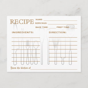 Retro Recipcard Keukengereedschappen Striped Briefkaart