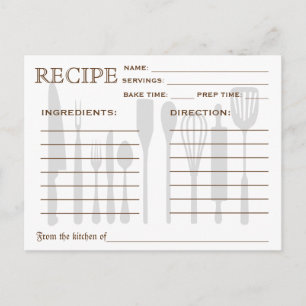 Retro Recipcard Keukengereedschappen Striped Briefkaart