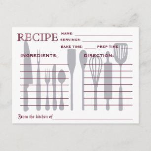 Retro Recipcard Keukengereedschappen Striped Briefkaart