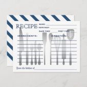 Retro Recipe Kaart Blue Striped (Voorkant / Achterkant)