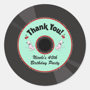 Retro Record 1950'S 50'S Jaren Vijftig Feest Bedan Ronde Sticker