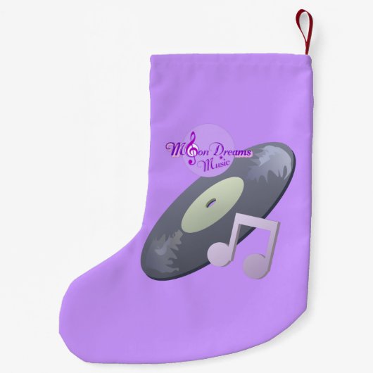 Retro Record Paarse kerst kous Kleine Kerstsok (Achterkant)