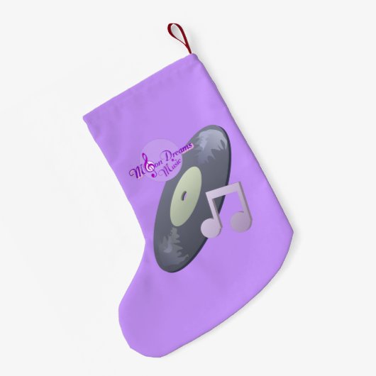 Retro Record Paarse kerst kous Kleine Kerstsok (Achterkant (Hangend))
