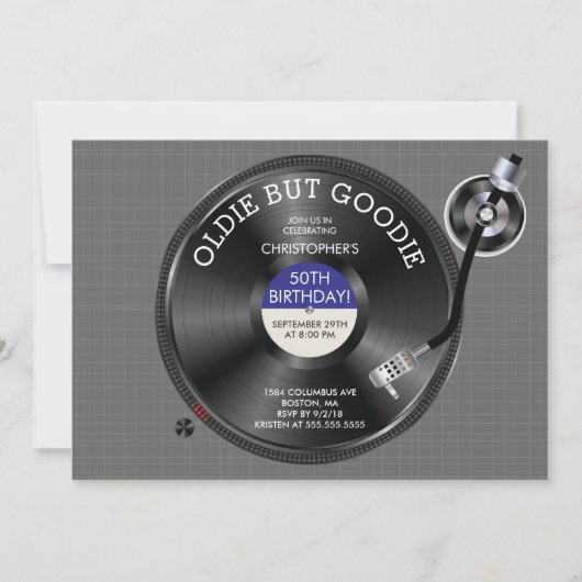 Retro Record Platenspeler Verjaardagsfeestuitnodig Kaart (Voorkant)