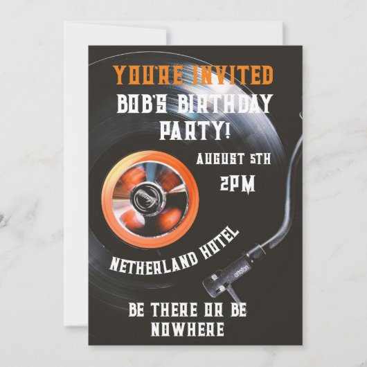 RETRO RECORD PLAYER BIRTHDAY CUSTOM INVITATIONS KAART (Voorkant)