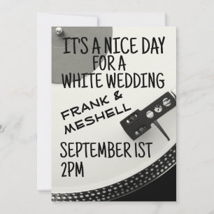 RETRO RECORD PLAYER WHITE WEDDING INVITATIONS KAART