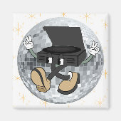 Retro Record Speler Karakter Vierkante Magneet (Voorkant)