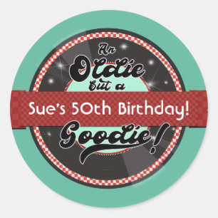 Retro Recordlint Jaren 50 Verjaardagsfeestje Ronde Sticker
