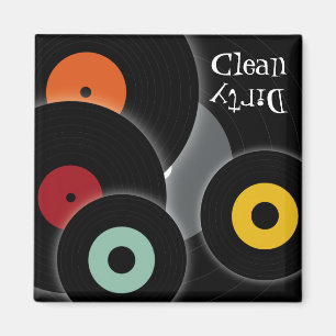 Retro Records Clean/Dirty Dishwas Magnet Magneet