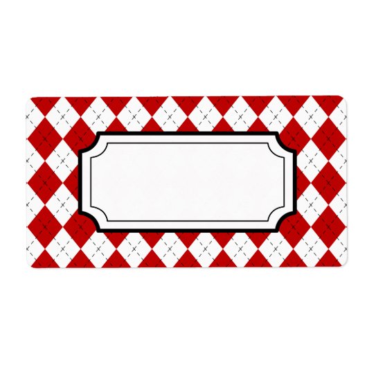 Retro Red Argyle Print Labels (Voorkant)