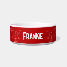 Retro Red Bandana gepersonaliseerd Voerbakje