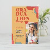 Retro Red & Beige Graduation Party Invitation (Debout devant)