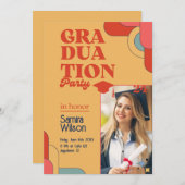 Retro Red & Beige Graduation Party Invitation (Devant / Derrière)