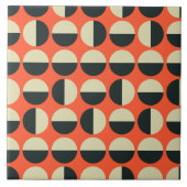 Retro Red Black Beige Dot Sixties Patroon Tegeltje (Voorkant)