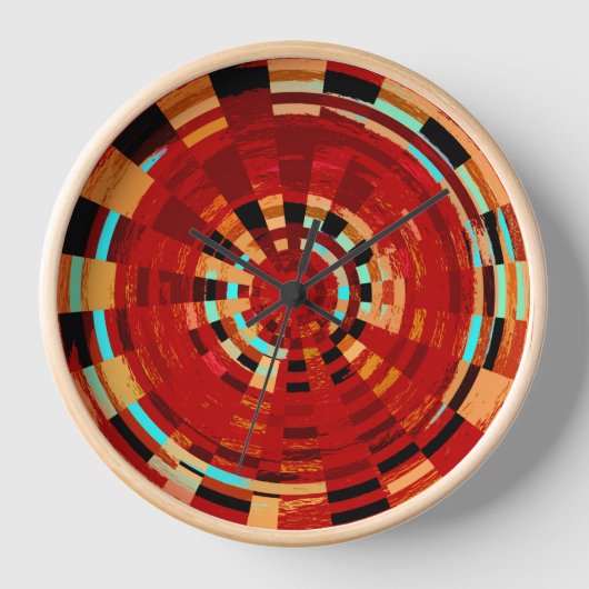 Retro Red Black Blue Yellow Brown Circular Patroon (Voorkant)